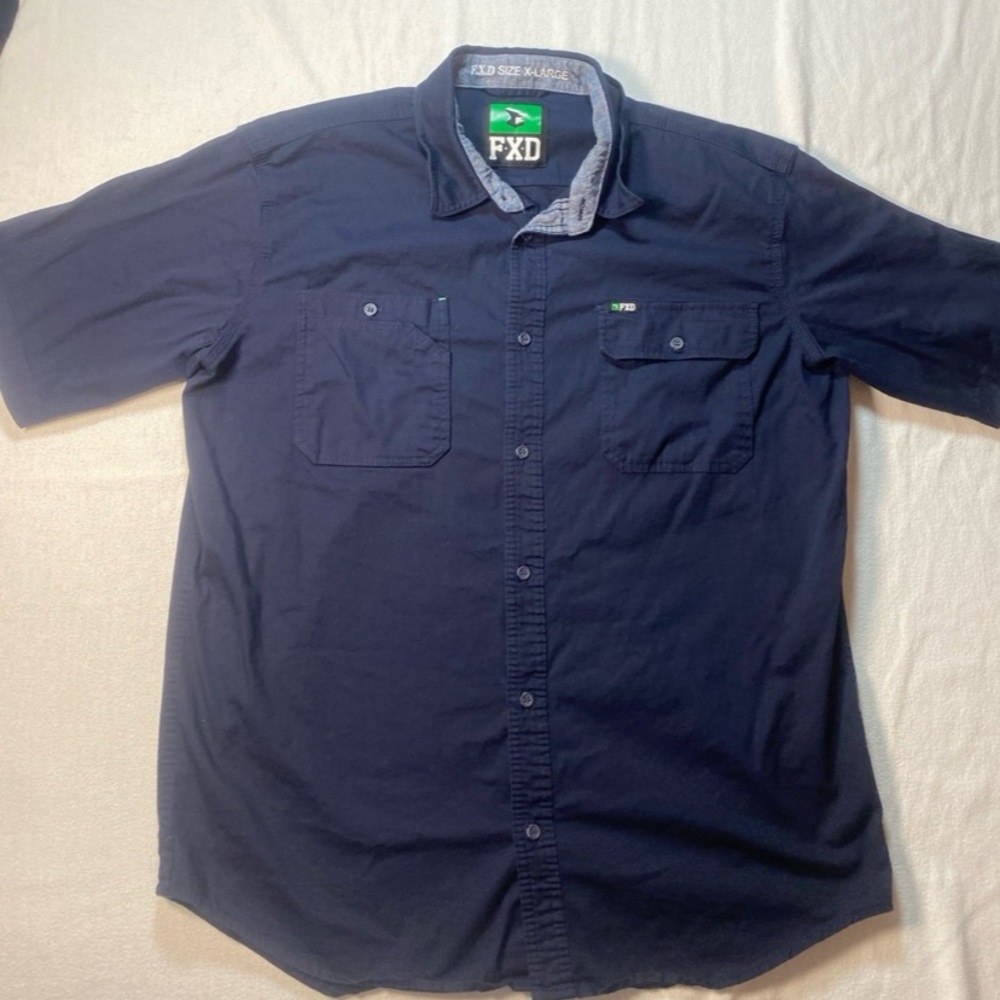 FXD Men's Dark Blue Casual Button Down Shirt